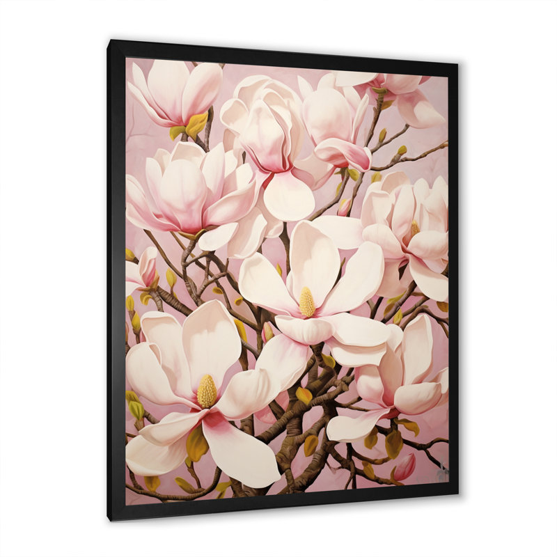 «Magnolias», impression sur toile, Cadre photo noir, H 20 po x l 12 po x P 1 po