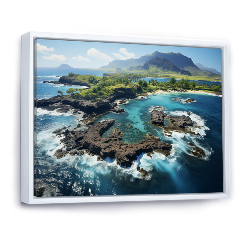 Broomall " Hawaii Tropical Escape I ", H 30 po x l 40 po, Cadre flottant blanc