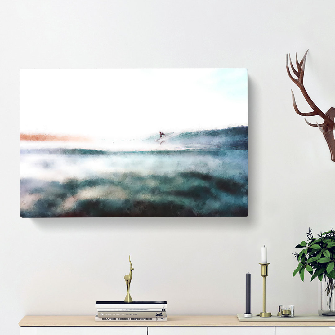 Surfing in Zuma Beach Malibu - Wrapped Canvas