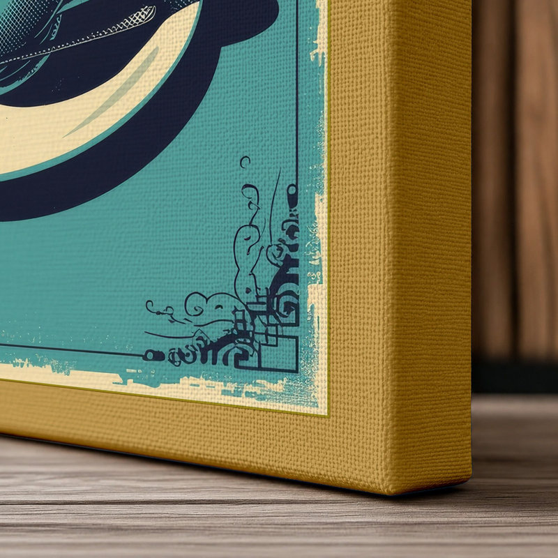 Coffee and Ideas Retro - Wrapped Canvas, 30x20 - 76.2 x 50.8 cm, Ochre Border