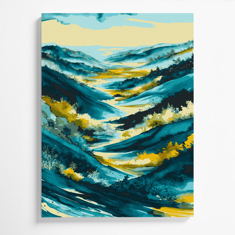 "Watercolor Landscape" 56, art mural sur toile brune