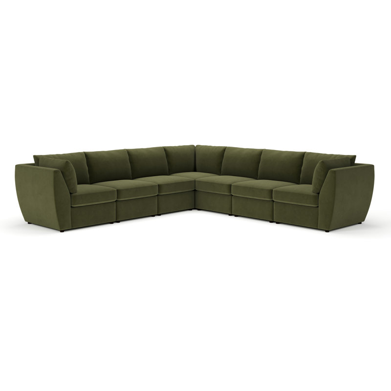 Caldwell 7-Piece Modular Upholstered Sectional, Bella Forest