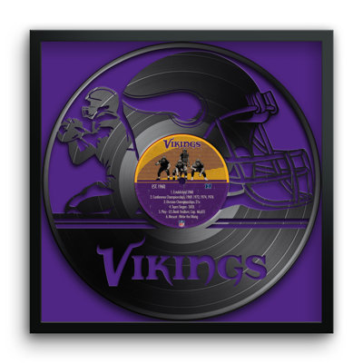 Disque vinyle des Vikings du Minnesota (NFL), impression encadrée 13" x 13".