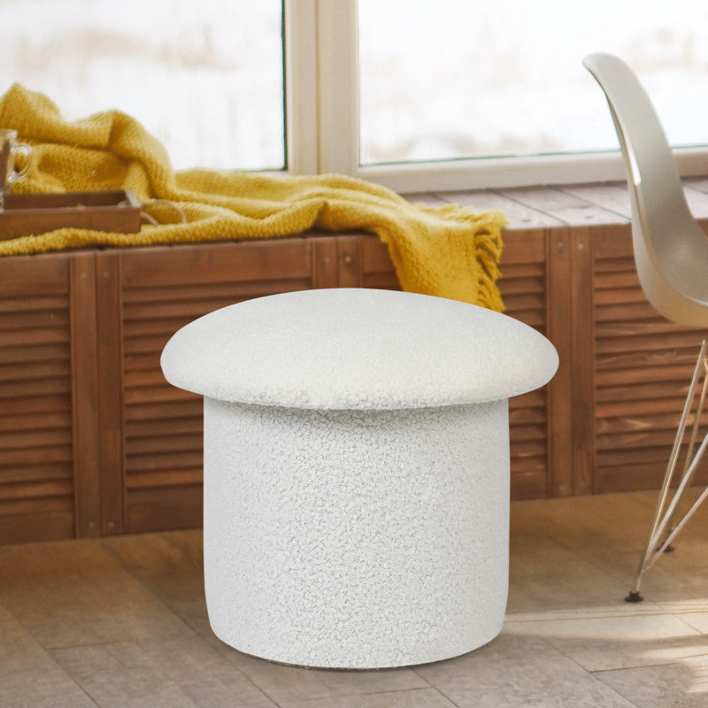 Harshaan Upholstered Ottoman, White Teddy