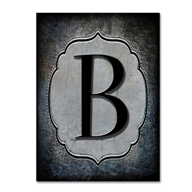 « letter b », art textuel sur toile tendue, H 19 po x l 14 po x P 2 po