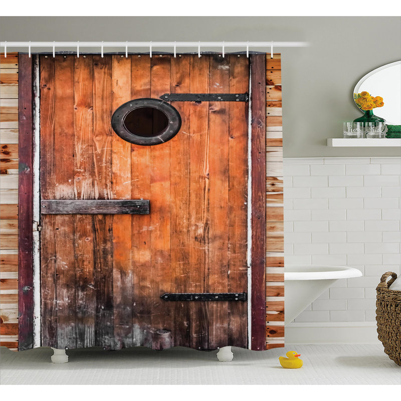 Rideau de douche en bois de pin antique + crochets, l 69 po x L 75 po