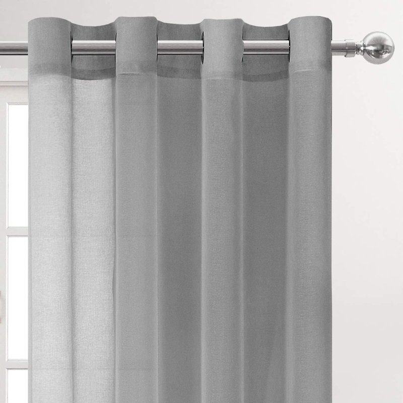 Paire de rideaux transparents avec passe-tringle Jakyriah, gris