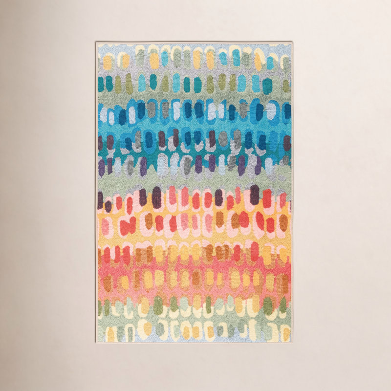 Paint Chip Multi Machine Printed Washable Rug, Rectangle 5' x 8'