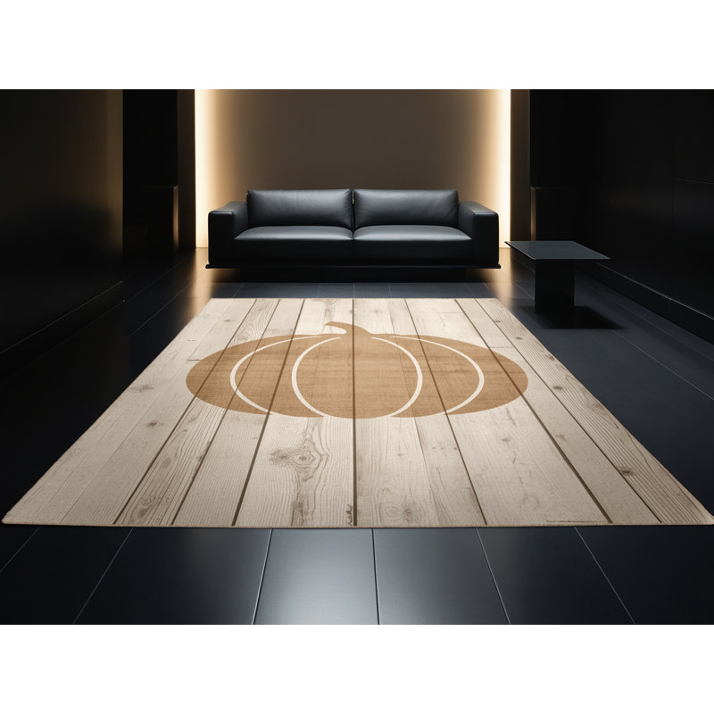 Soft Plush Festa Halloween Modern & Contemporary Abstract Area Rug in Beige – Beige Binding, 2x3