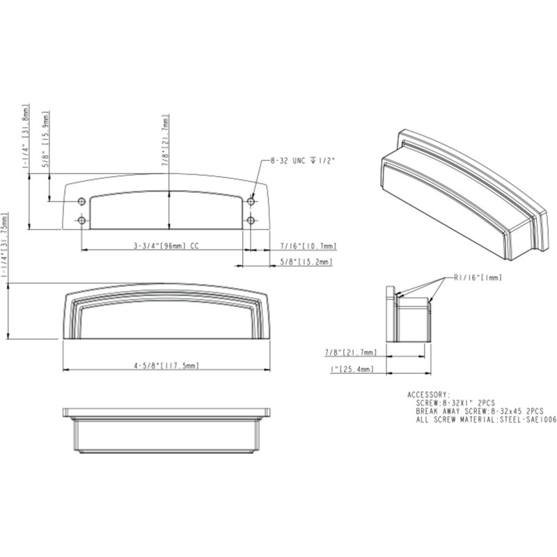 Cup / Bin Pull, Satin Nickel
