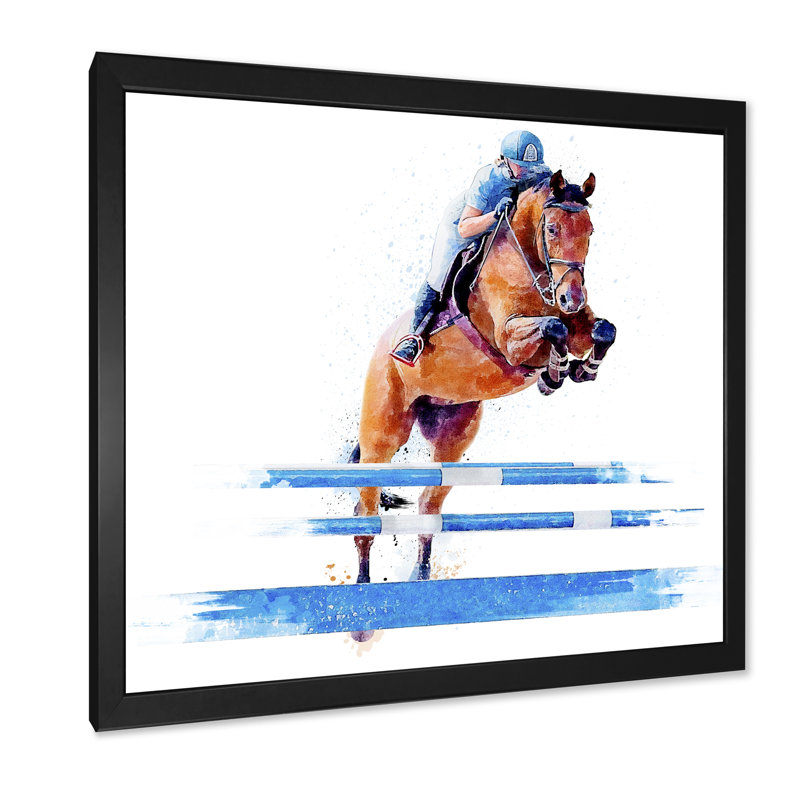 Art mural sur toile Jockey, Cadre photo noir, H 16 po x l 16 po x P 1 po