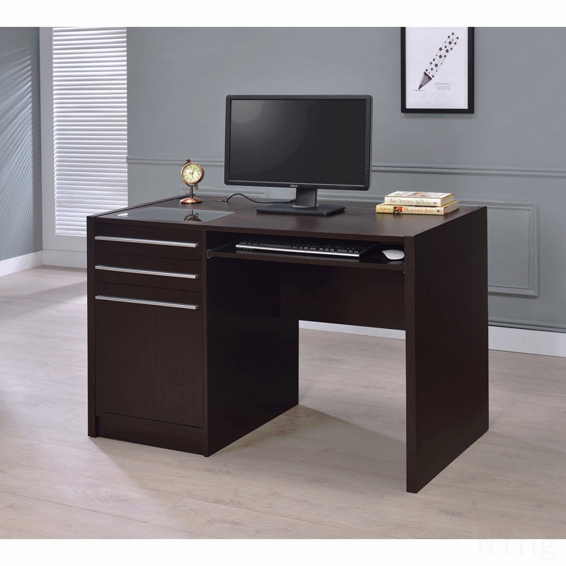 Bureau polyvalent Connect-it avec station de charge avancée et plusieurs tiroirs pour une productivité accrue.