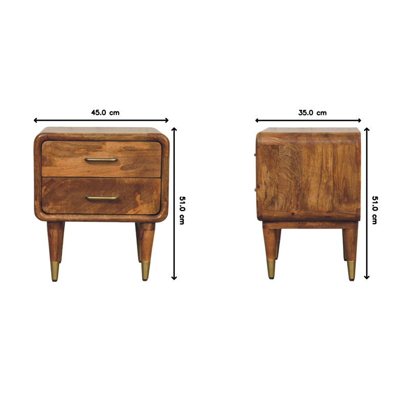 45 cm W Solid Wood Bedside Table