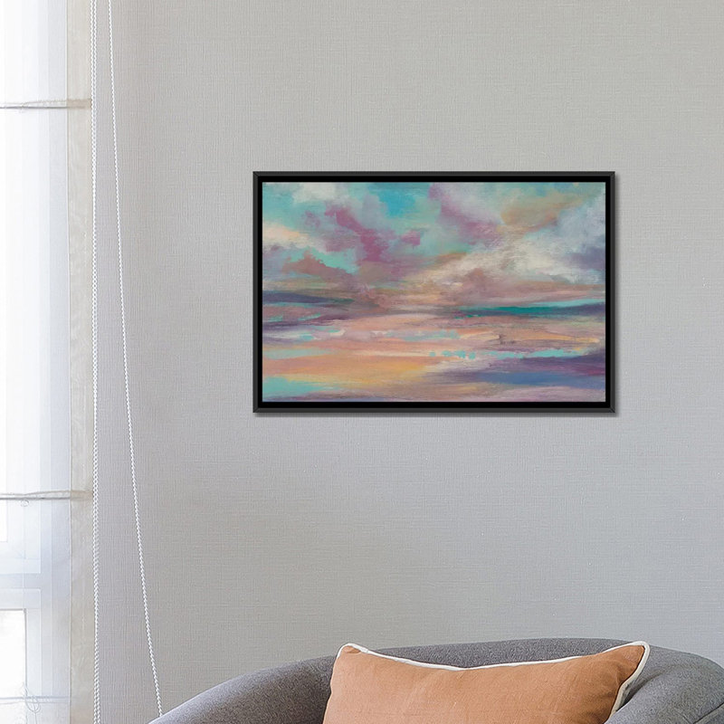 Reproduction d’art, "Sunset Light I" par Jennifer Goldberger, H 18 po x l 26 po x P 1,5 po, Toile avec cadre noir