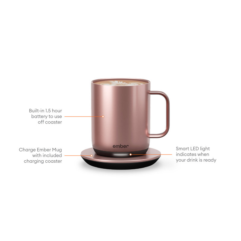 Ember Mug 2, Temperature Control Smart Mug, Rose Gold, 10 Oz