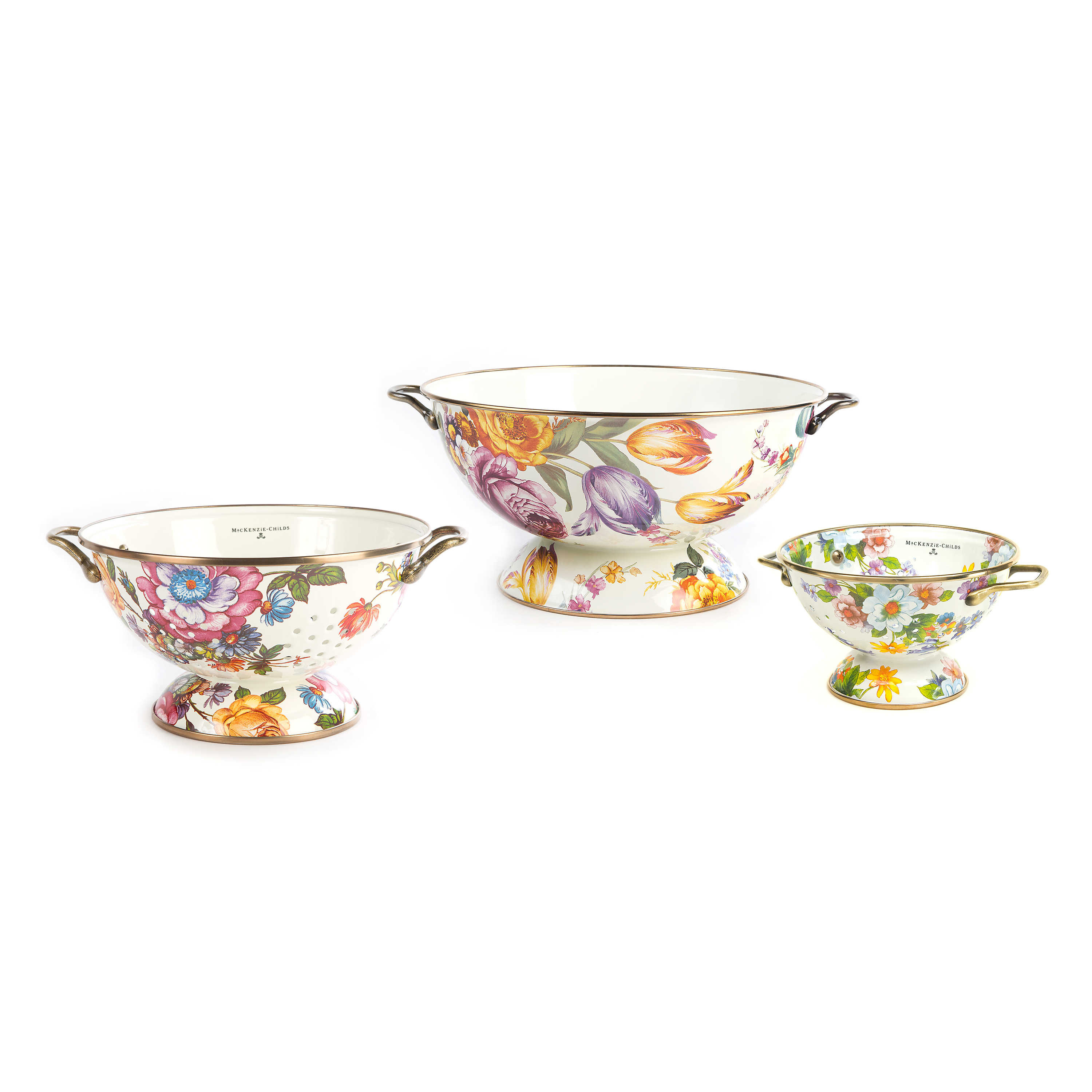 MacKenzie Childs Flower Market Everything Bowl & Colanders 3 Piece