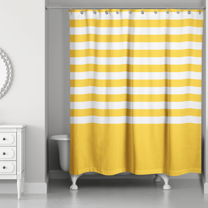 Rideau de douche simple à rayures Cardinale, Jaune