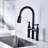 Matte Black Kitchen Faucet With Pull-Down Design - Dual Handle Control For Optimal Water Flow And Temperature 360-Degree Rotating High Nozzle Broadened Cleaning Scope Brass Fabrication Longevity-1242365717