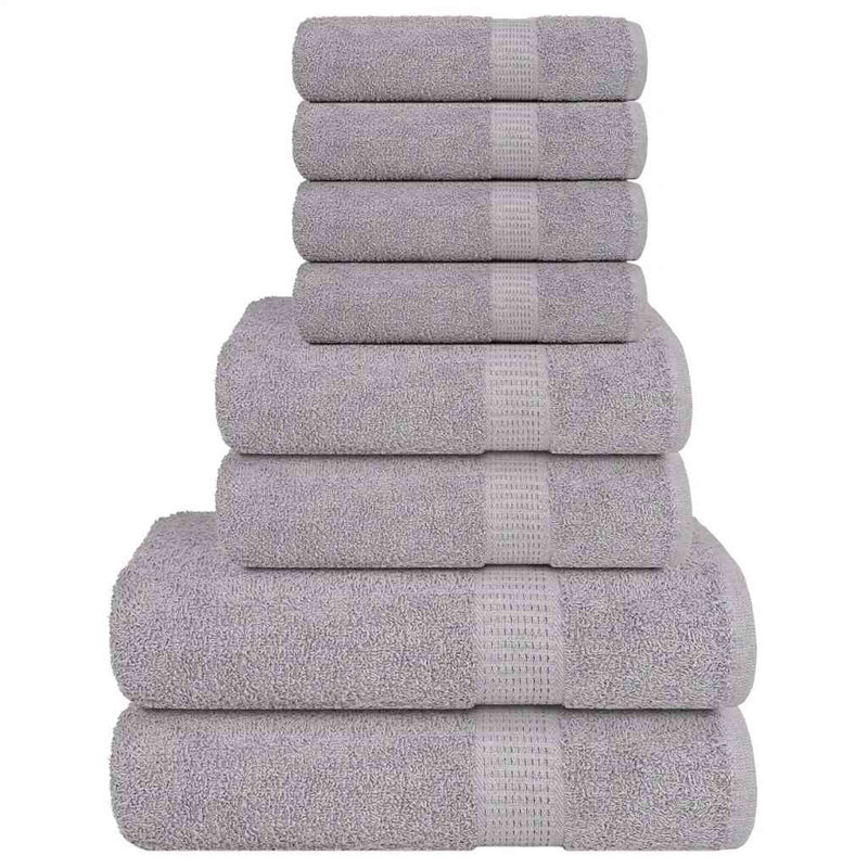 Towel Set 360 Gsm 100% Cotton, 8 Piece Towel Set, Grey