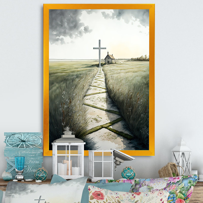 Cross Cross on Winding Path I - reproduction d'art sur toile, H 20 po x l 12 po x P 1 po