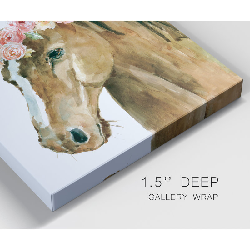 «Flower Crown Horse» par Carol Robinson, reproduction d'art sur toile tendue, H 32 po x l 24 po x P 1 po