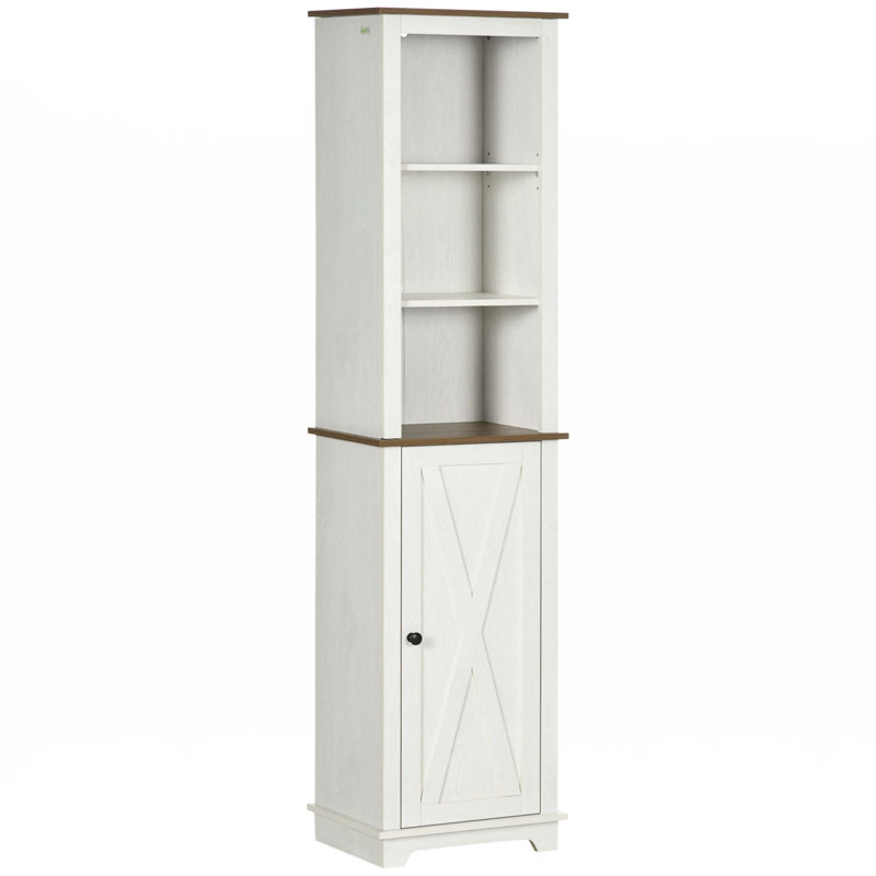 Wooden Freestanding Linen Tower With Door And Shelf Adjustability