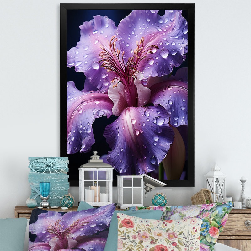 Dearran mauve majestueux iris noir I - impression, H 44 po x l 34 po x P 1,5 po, Cadre photo noir