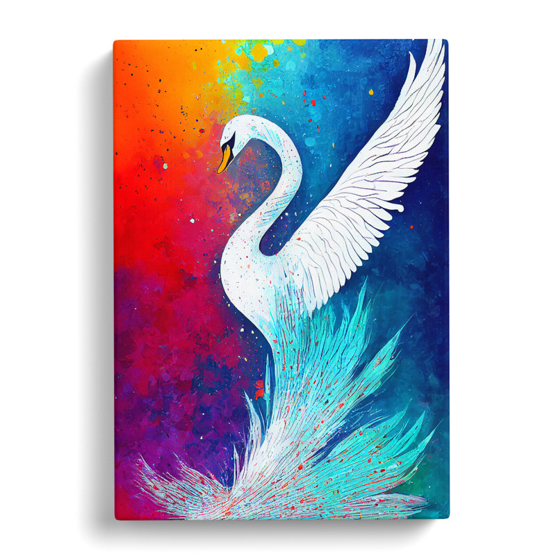 XC1022-4383X Swan Paint Splash No.5 Abstract - Wrapped Canvas Print, 60cm H x 40cm W x 3cm D