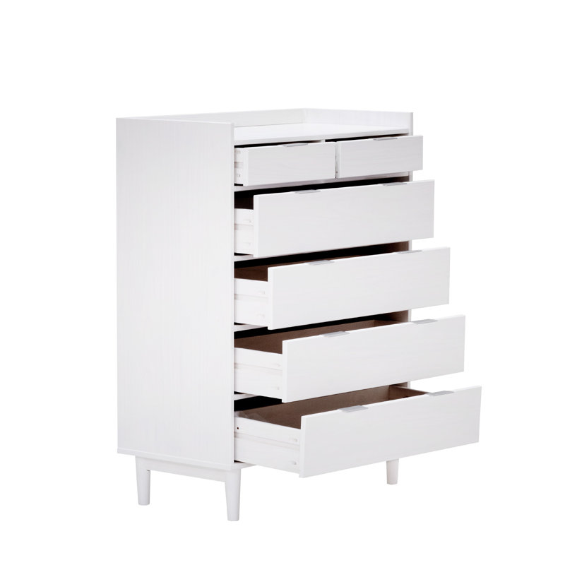 Gheorghe 6 Drawer 30" W Solid Wood Chest, White