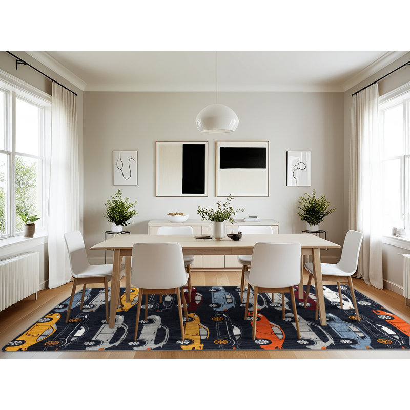 Machine Washable Transportation Purple Area Rug, Rectangle 7' x 10'