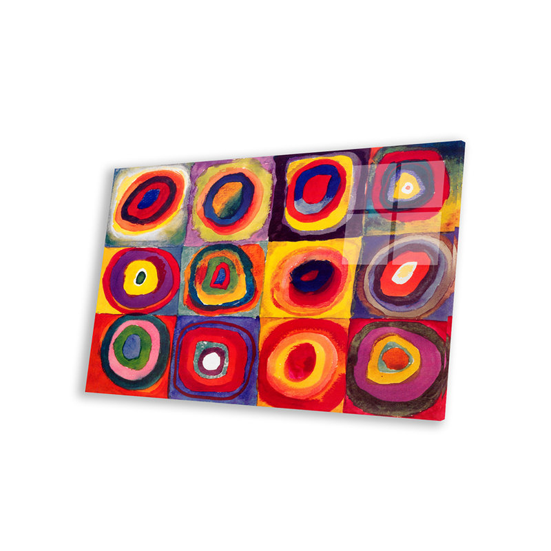 Carrés avec cercles concentriques par Wassily Kandinsky - impression sans cadre, H 16 po x l 24 po x P 0,25 po