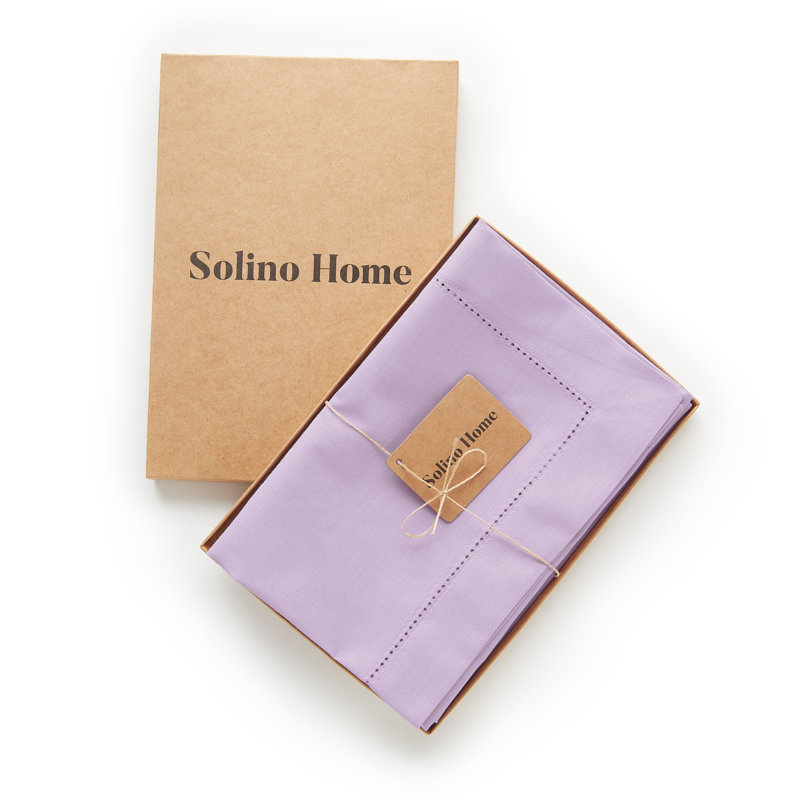 Cotton Linen Hemstitch Dinner Napkins, Lavender Ice