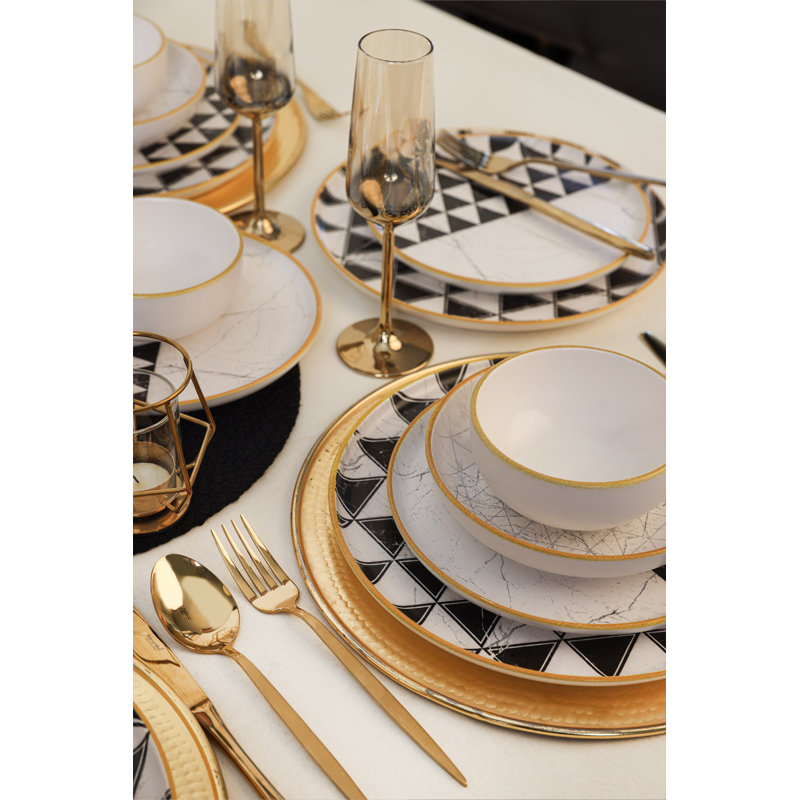 Service de table élégant en céramique 24 pièces, blanc mat, 100% grès cérame | Comprend 6 assiettes plates (7,1 po), 6 assiettes de service (11 po), 6 bols (4,7 po), 6 assiettes à gâteau (8,7 po) | Antibactérien, écologique, va au lave-vaisselle et au micro-ondes