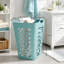 Panier à linge flexible carré bleu sarcelle (capacité de 2 boisseaux) - Conception ventilée, idéal pour le rangement de la lessive à la maison