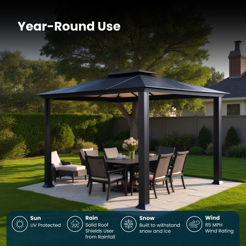 Santa Monica Aluminum Patio Gazebo, 12 ft x 12 ft