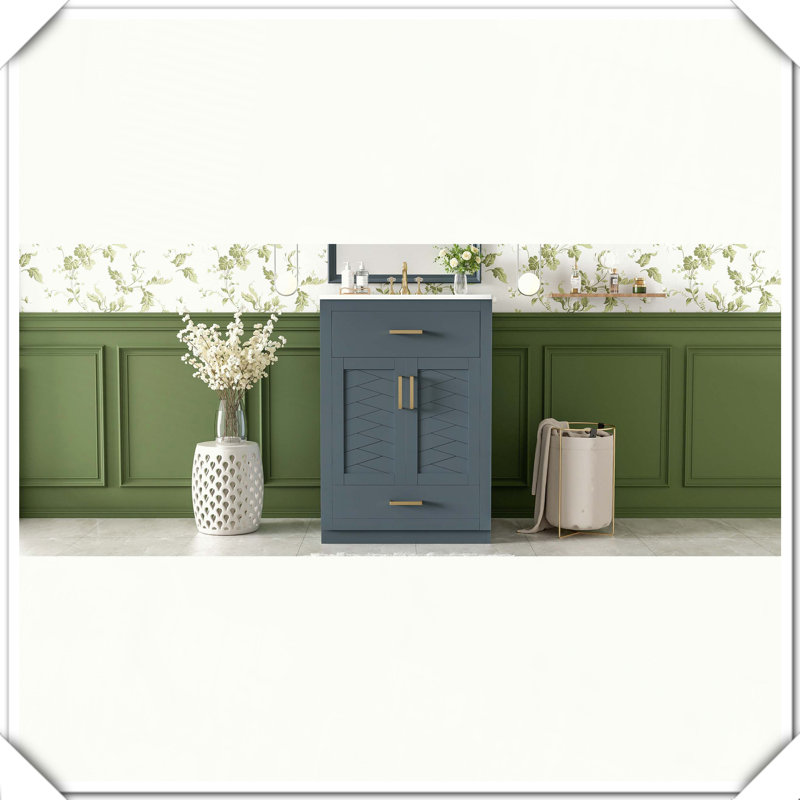 Meuble-lavabo simple avec tiroir intégré en céramique, Bleu
