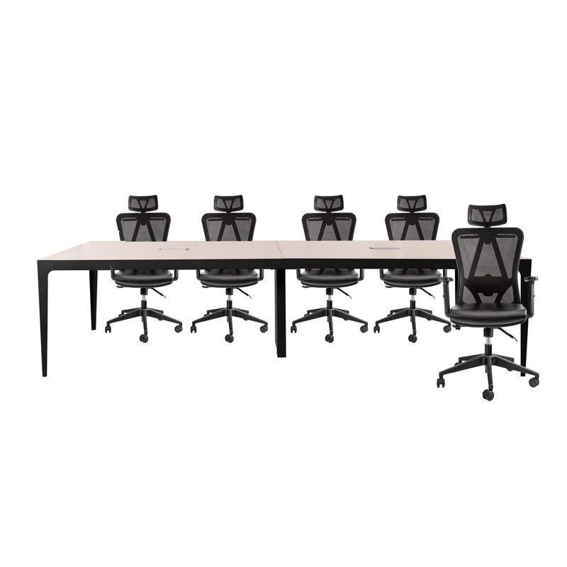 Table de réunion de conférence avec chaises de bureau pour 10 personnes (chêne)
