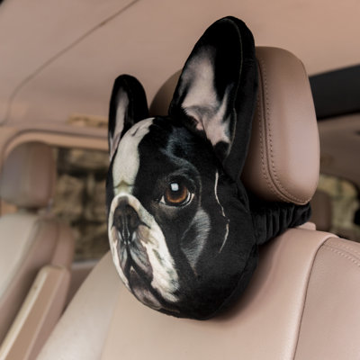 Coussin de tête de voiture mignon avec tête d'animal pour la conduite avec sangle