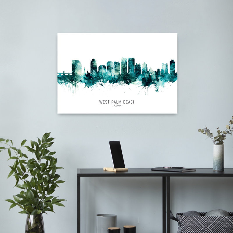 Abstract West Palm Beach City by Michael Tompsett - 1 Piece Wrapped Canvas Wall Art, 60.96 cm H x 40.64 cm W