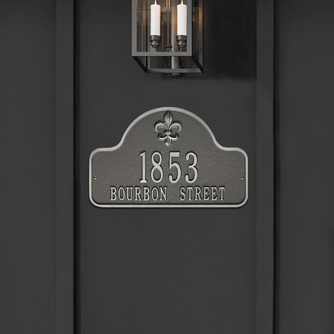 Fleur de Lis Address Plaque Old Century Forge Background 