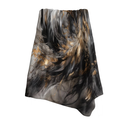 Gold And Black Expressions Of Freedom I - Boho Feather Throw Blanket