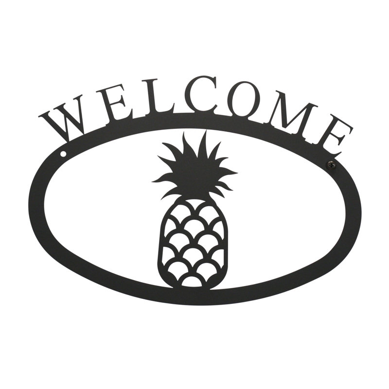 Pineapple - Welcome Sign  Large, 7.88" H x 11.38" W x 0.05" D