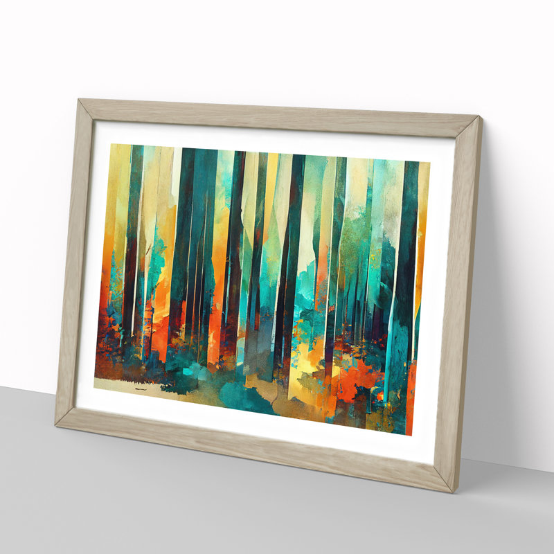 Captivating Abstract Forest Vol.2 - Picture Frame Print, 46cm H x 64cm W x 2cm D, Oak