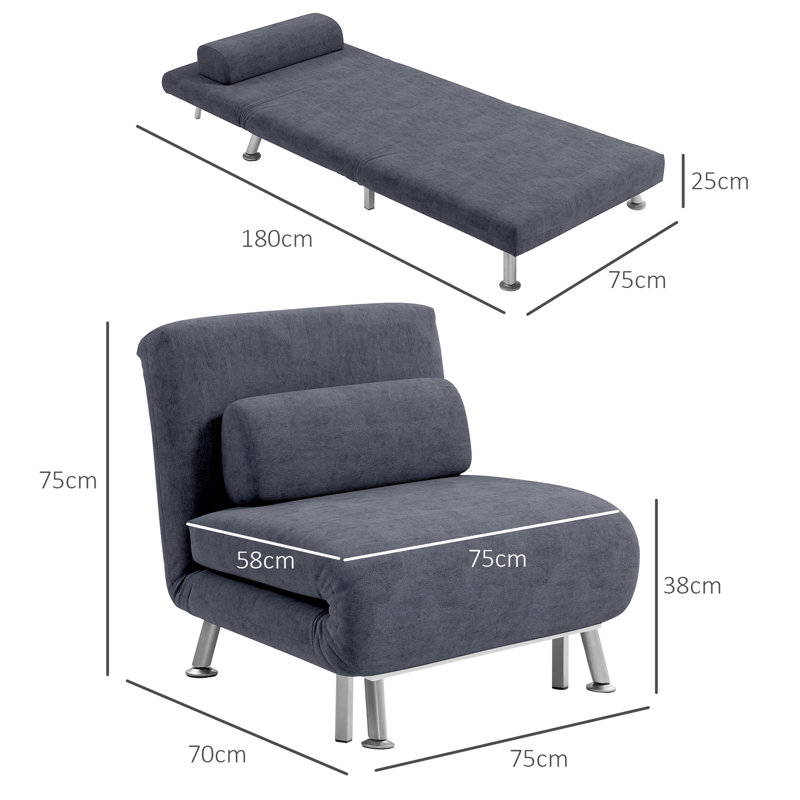 Romer Single 75cm Upholstered Convertible Sofa