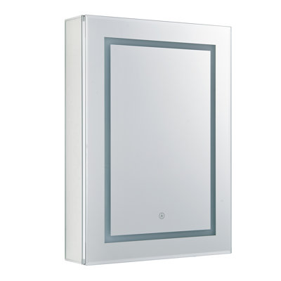 5.34'' W 28'' H Recessed Frameless Medicine Cabinet with Mirror and Fixed Shelves