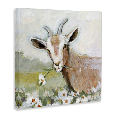 Art mural sur toile Pastorale chèvre et marguerite, design par Susan Winget