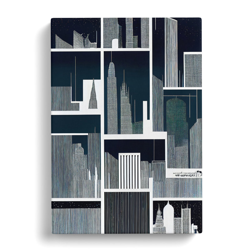 Skyline Retro - Wall Art, 50cm H x 35cm W x 3cm D, Wrapped Canvas