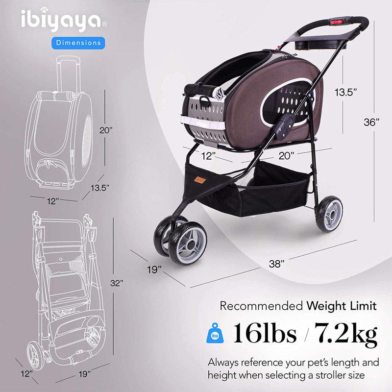 5-in-1 EVA Pet Carrier-Stroller, Brown