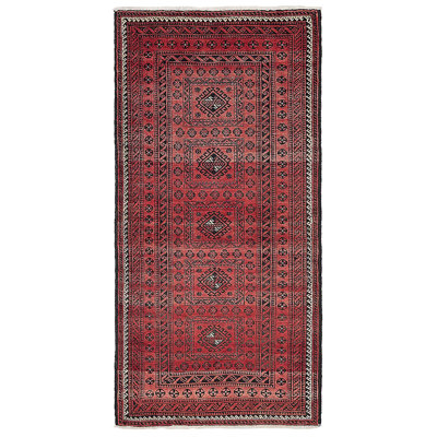 Tapis rouge Baluch 3 pi 3 po x 6 pi 9 po