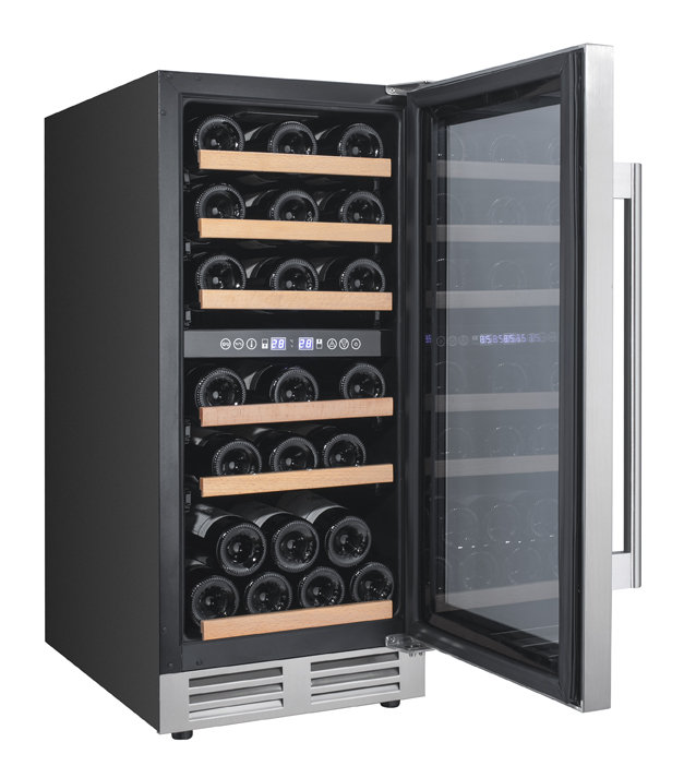 Black Stainless Steel Dual Zone Wine Cooler with LED Lighting